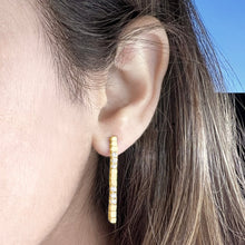 Load image into Gallery viewer, 4-prong Alternating Gold/Diamond Drop Earrings