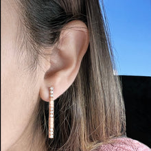 Load image into Gallery viewer, 4-prong Alternating Gold/Diamond Drop Earrings