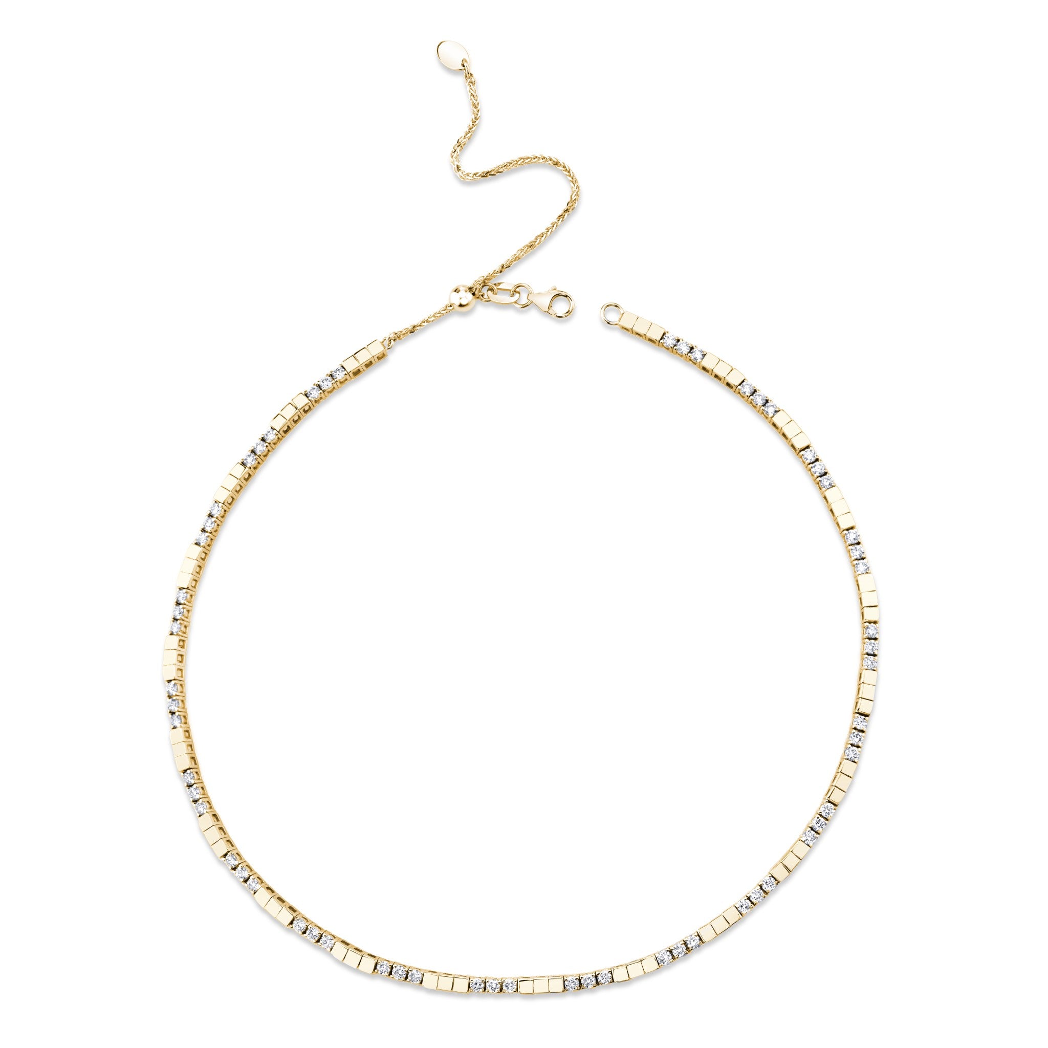 4-prong Alternating Gold/Diamond Diamond Tennis 2-in-1 Necklace/Bracelet