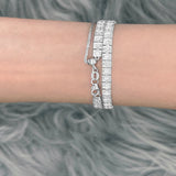 Bead Set With Milgrain Diamond Tennis 2-in-1 Necklace/Bracelet