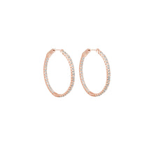 Load image into Gallery viewer, 4-prong Oval Profile Diamond Hoop Earrings