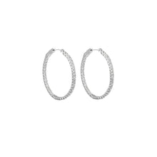 Load image into Gallery viewer, 4-prong Oval Profile Diamond Hoop Earrings