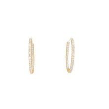 Load image into Gallery viewer, 4-prong Oval Profile Diamond Hoop Earrings