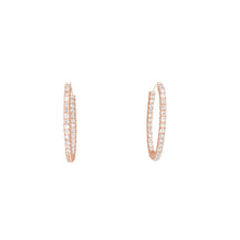 Load image into Gallery viewer, 4-prong Oval Profile Diamond Hoop Earrings