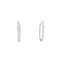 Load image into Gallery viewer, 4-prong Oval Profile Diamond Hoop Earrings