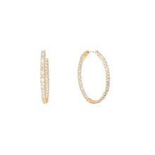 Load image into Gallery viewer, 4-prong Oval Profile Diamond Hoop Earrings