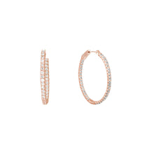 Load image into Gallery viewer, 4-prong Oval Profile Diamond Hoop Earrings