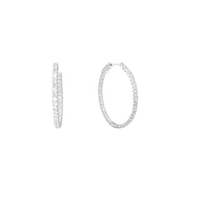 Load image into Gallery viewer, 4-prong Oval Profile Diamond Hoop Earrings