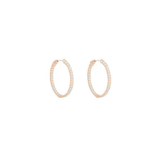 Load image into Gallery viewer, 4-prong Oval Profile Diamond Hoop Earrings