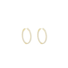 Load image into Gallery viewer, 4-prong Oval Profile Diamond Hoop Earrings