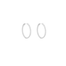 Load image into Gallery viewer, 4-prong Oval Profile Diamond Hoop Earrings