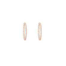 Load image into Gallery viewer, 4-prong Oval Profile Diamond Hoop Earrings