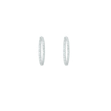 Load image into Gallery viewer, 4-prong Oval Profile Diamond Hoop Earrings