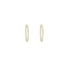 Load image into Gallery viewer, 4-prong Oval Profile Diamond Hoop Earrings