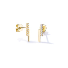 Load image into Gallery viewer, Double Bar Diamond Stud Earrings