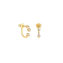 Load image into Gallery viewer, 3-prong Diamond Huggie Earrings