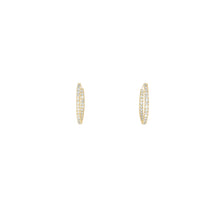 Load image into Gallery viewer, 4-prong Round Profile Diamond Hoop Earrings