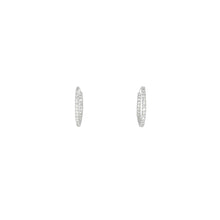Load image into Gallery viewer, 4-prong Round Profile Diamond Hoop Earrings