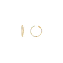 Load image into Gallery viewer, 4-prong Round Profile Diamond Hoop Earrings