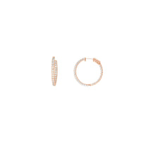 Load image into Gallery viewer, 4-prong Round Profile Diamond Hoop Earrings