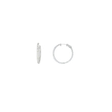 Load image into Gallery viewer, 4-prong Round Profile Diamond Hoop Earrings