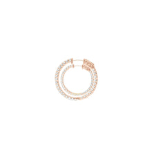 Load image into Gallery viewer, 4-prong Round Profile Diamond Hoop Earrings