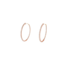 Load image into Gallery viewer, 4-prong Round Profile Diamond Hoop Earrings