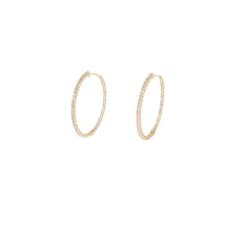 Load image into Gallery viewer, 4-prong Round Profile Diamond Hoop Earrings