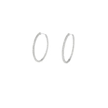 Load image into Gallery viewer, 4-prong Round Profile Diamond Hoop Earrings