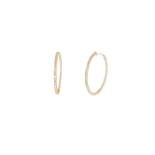 Load image into Gallery viewer, 4-prong Round Profile Diamond Hoop Earrings