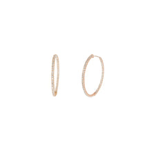 Load image into Gallery viewer, 4-prong Round Profile Diamond Hoop Earrings