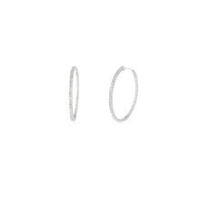 Load image into Gallery viewer, 4-prong Round Profile Diamond Hoop Earrings