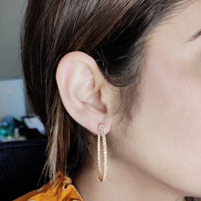 Load image into Gallery viewer, 4-prong Round Profile Diamond Hoop Earrings