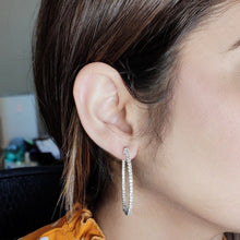 Load image into Gallery viewer, 4-prong Round Profile Diamond Hoop Earrings