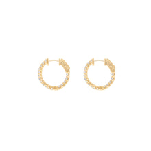 Load image into Gallery viewer, 4-prong Round Profile Diamond Hoop Earrings