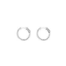 Load image into Gallery viewer, 4-prong Round Profile Diamond Hoop Earrings