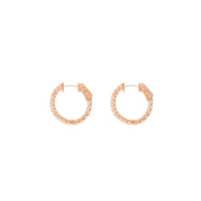 Load image into Gallery viewer, 4-prong Round Profile Diamond Hoop Earrings