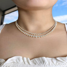 Load image into Gallery viewer, 3-prong Graduated Diamond Tennis Necklace