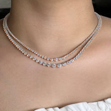 Load image into Gallery viewer, 3-prong Graduated Diamond Tennis Necklace