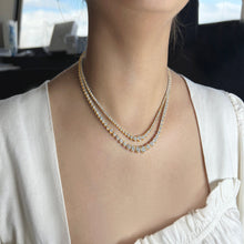 Load image into Gallery viewer, 3-prong Graduated Diamond Tennis Necklace