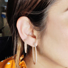 Load image into Gallery viewer, 4-prong Round Profile Diamond Hoop Earrings
