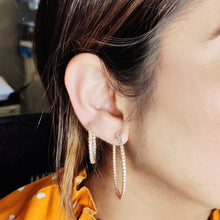 Load image into Gallery viewer, 4-prong Oval Profile Diamond Hoop Earrings