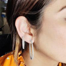 Load image into Gallery viewer, 4-prong Round Profile Diamond Hoop Earrings
