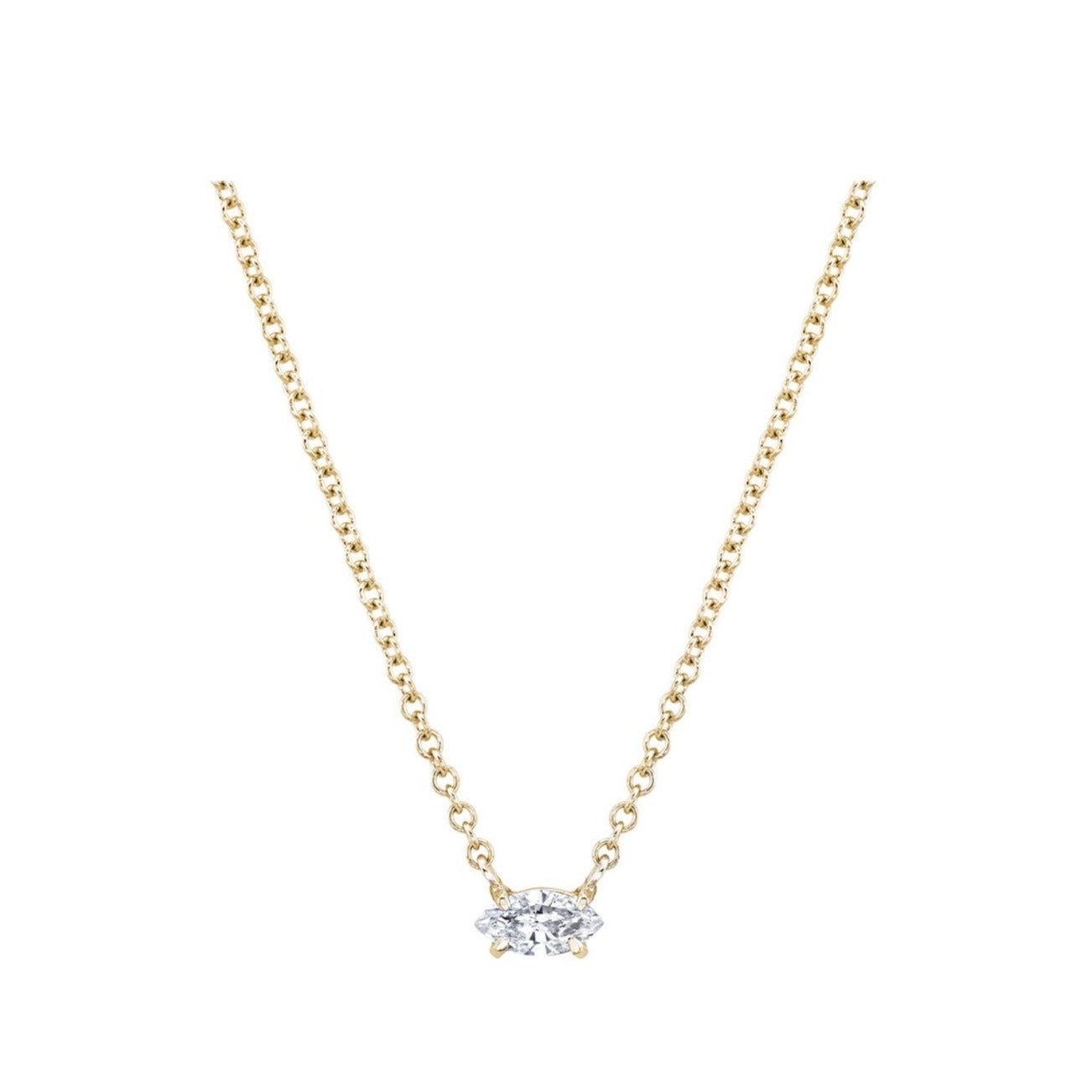 Prong-set Marquise Solitaire Diamond Necklace