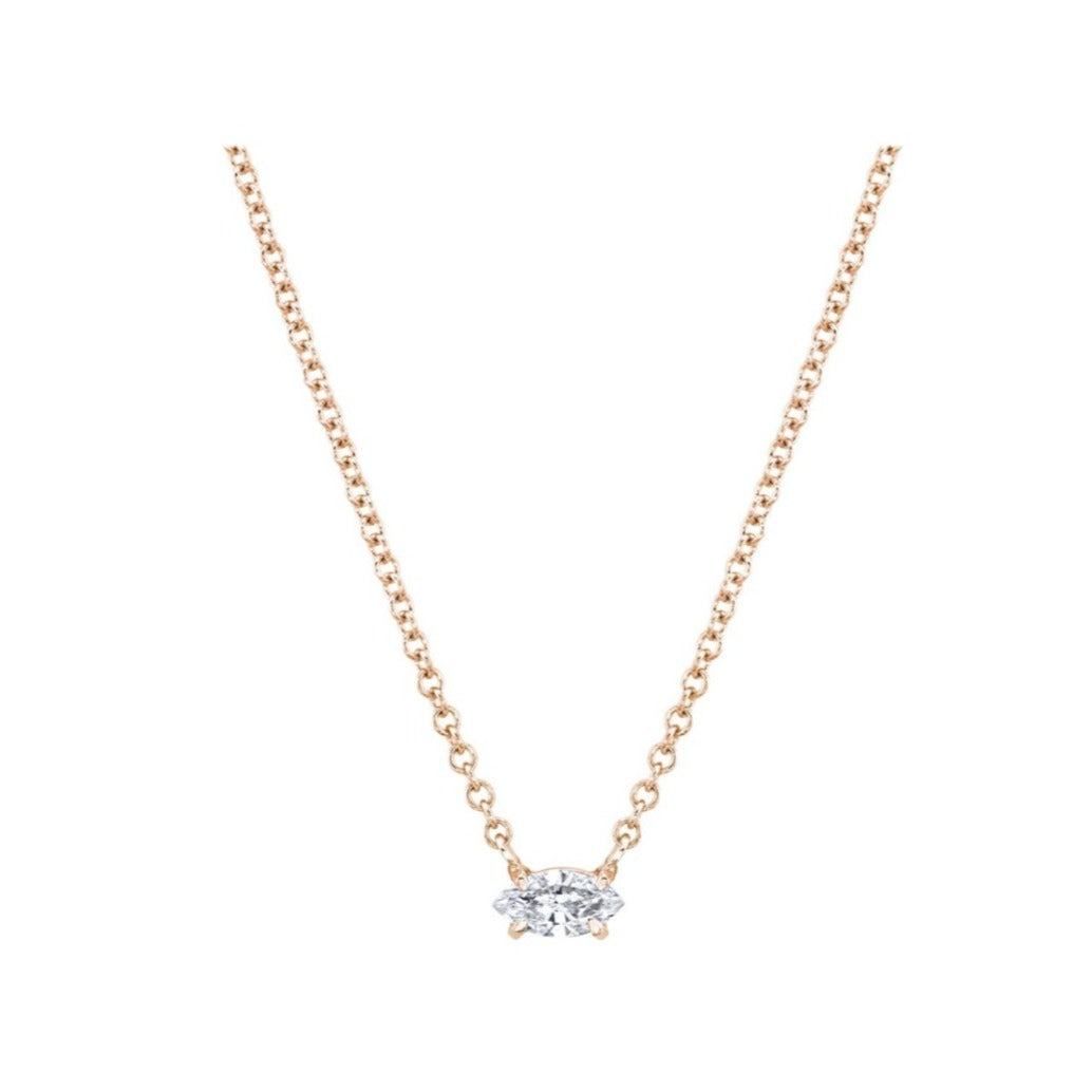 Prong-set Marquise Solitaire Diamond Necklace