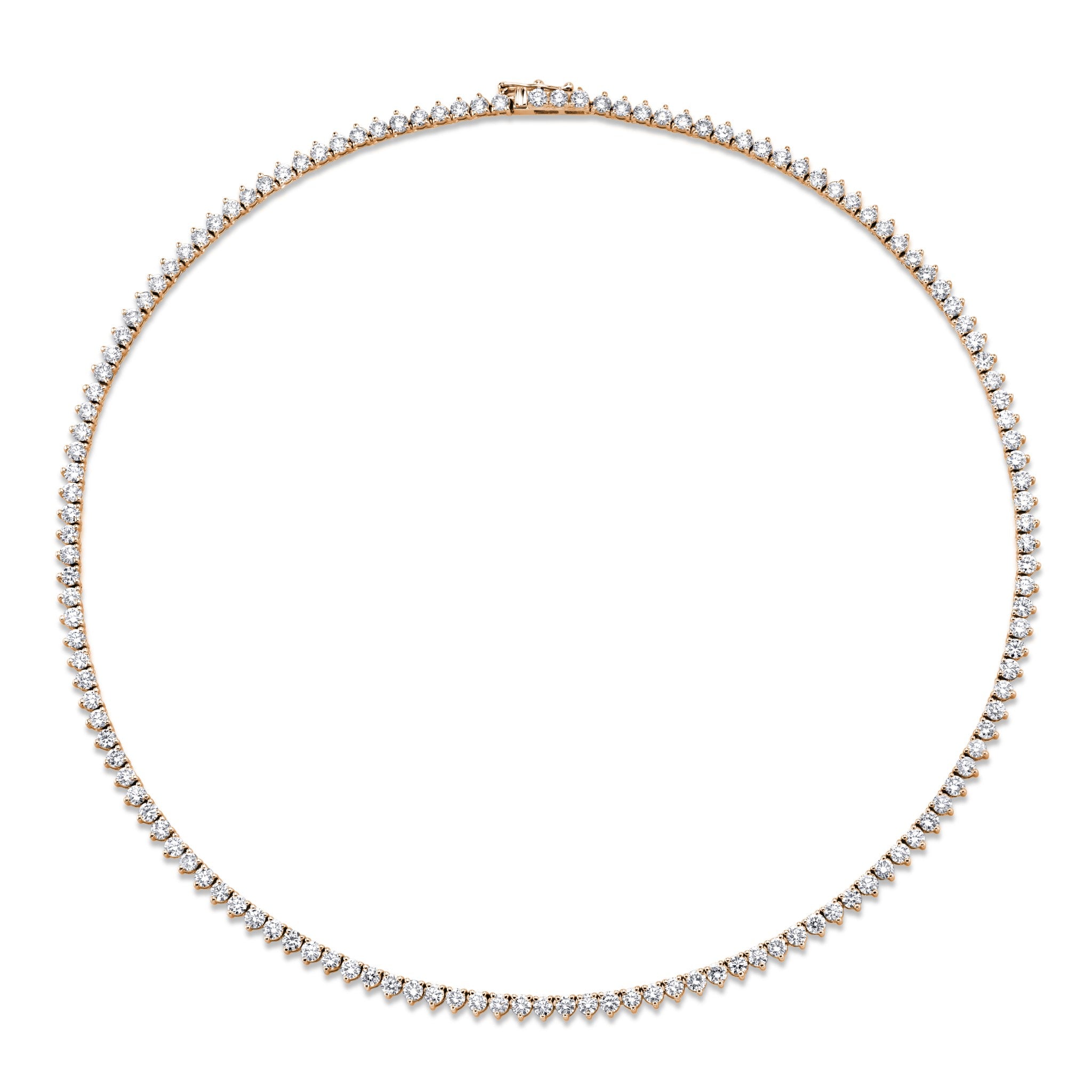 3-prong Straight-line Diamond Tennis Necklace