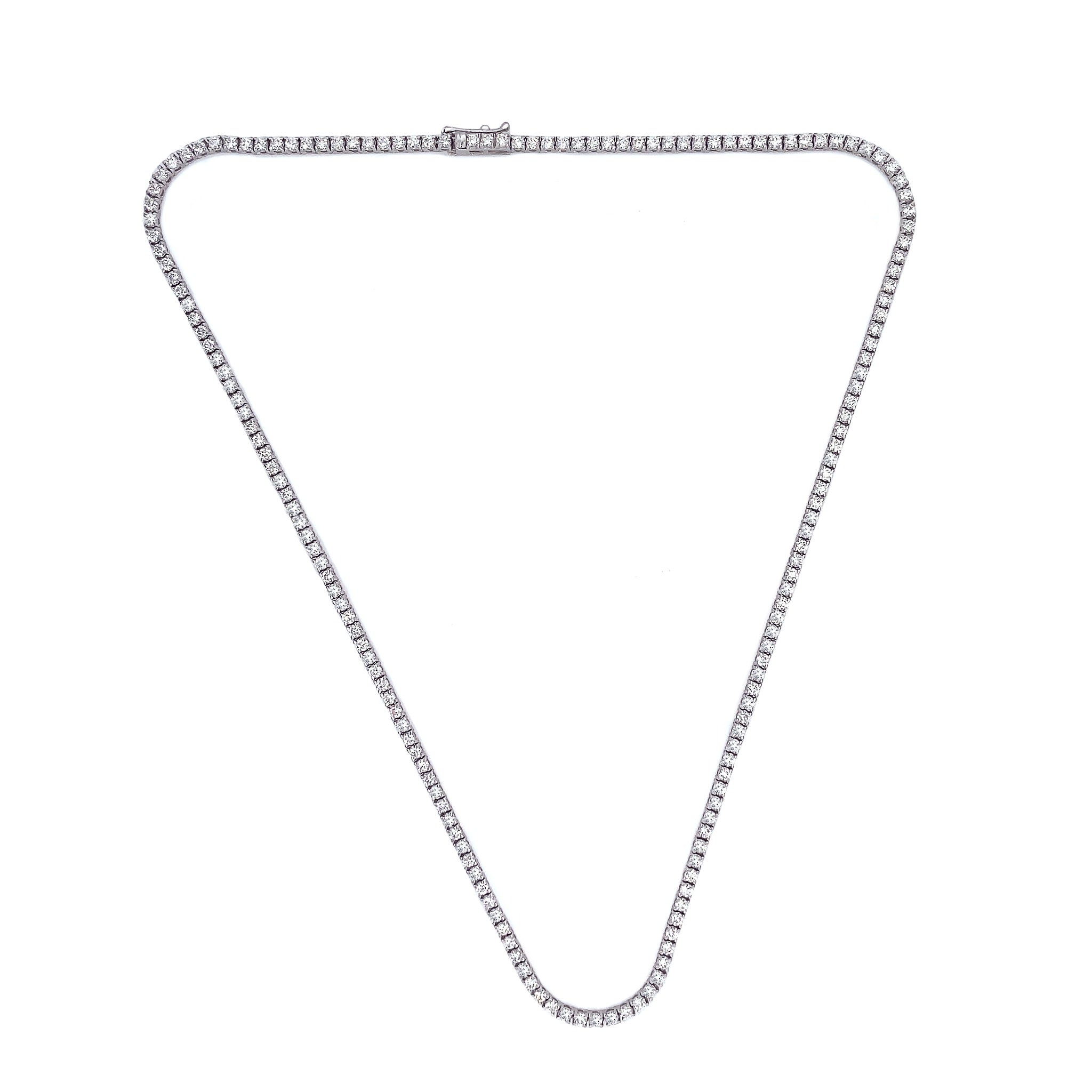4-prong Straight-line Diamond Tennis Necklace