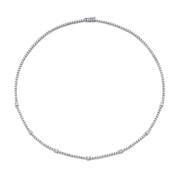 4-prong Station Diamond Tennis Necklace