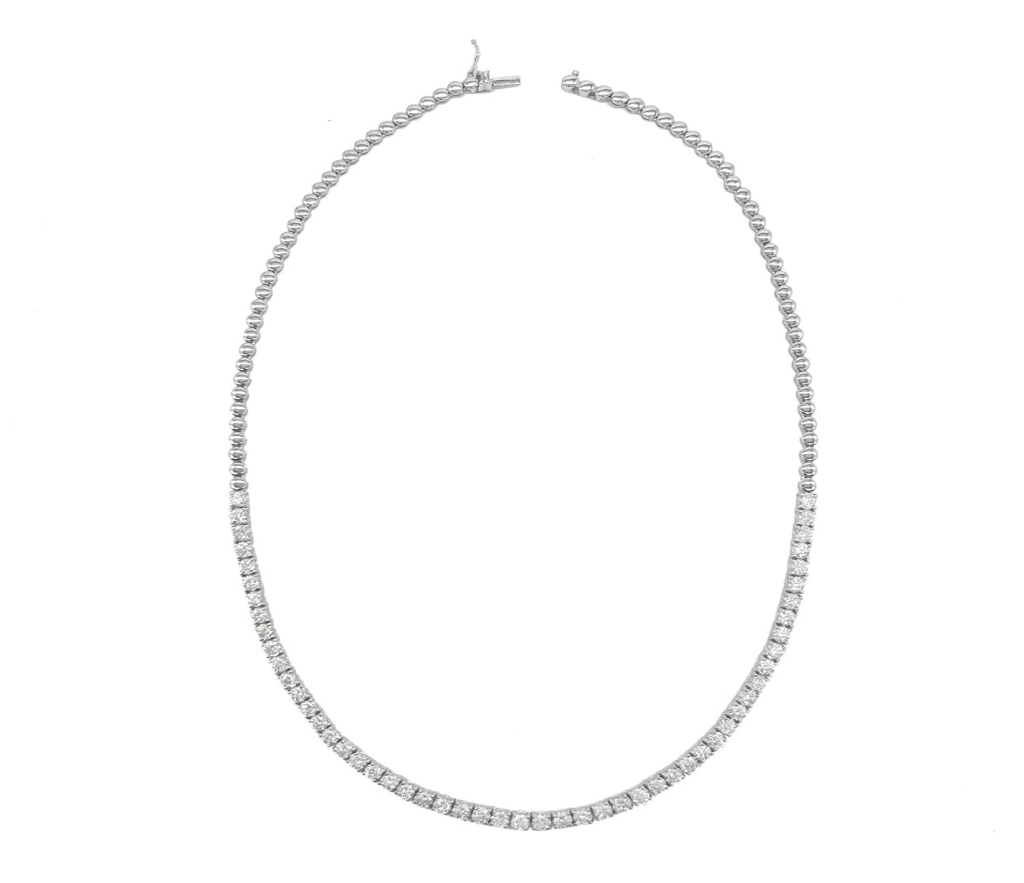 4-prong Straight-line Half-way Diamond Tennis Necklace
