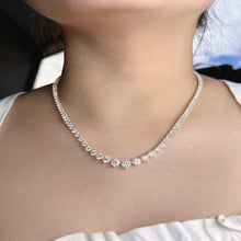 Load image into Gallery viewer, 3-prong Graduated Diamond Tennis Necklace